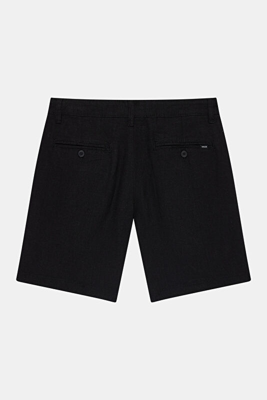 Black Linen Viscose Men's Shorts 2