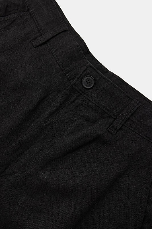 Black Linen Viscose Men's Shorts 3