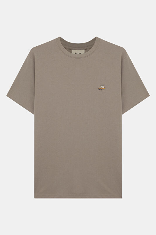 Relax Fit Mink Crew Neck Embroidered Men's T-Shirt