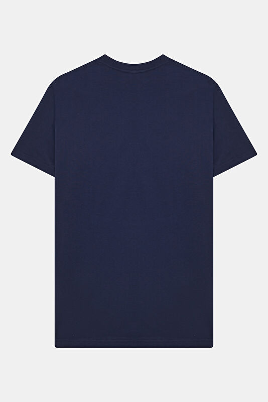 Relax Fit Navy Crew Neck Embroidered Men's T-Shirt 2