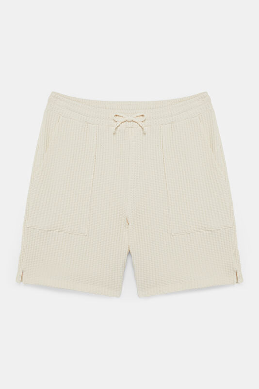 Ecru Cotton Elastane Men's Shorts
