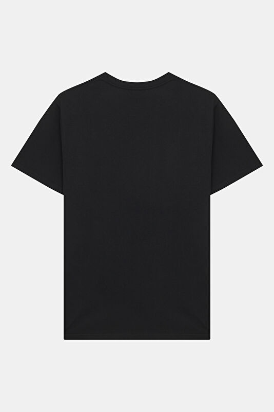 Relax Fit Black Crew Neck Printed Men's T-Shirt 2