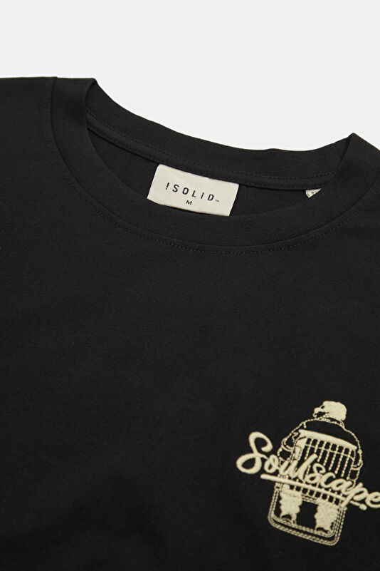 Relax Fit Black Crew Neck Printed Men's T-Shirt 3