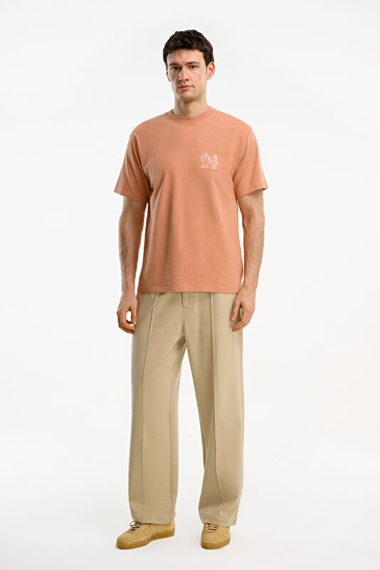 Relax Fit Salmon Crew Neck Printed Men's T-Shirt 3