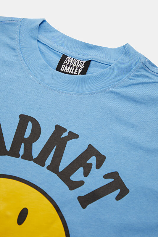 Men's Relaxed Fit Blue Crew Neck Printed T-Shirt 4