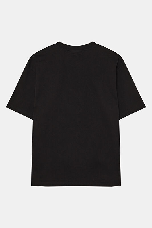 Relax Fit Black Crew Neck Printed Men's T-Shirt 2