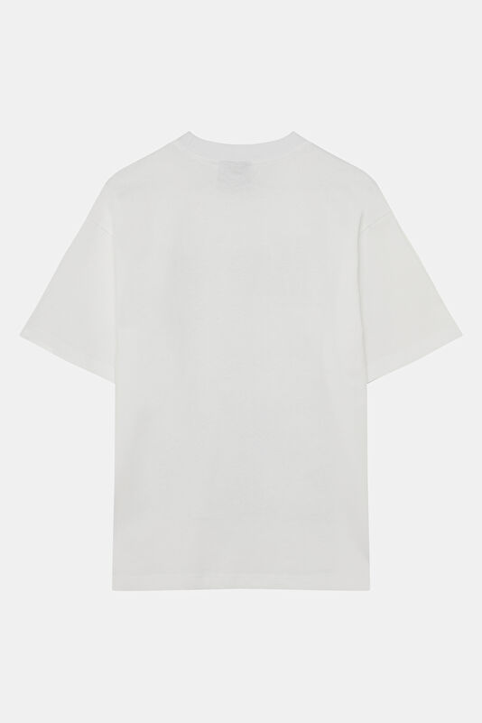 Relax Fit White Crew Neck Printed Men's T-Shirt 2