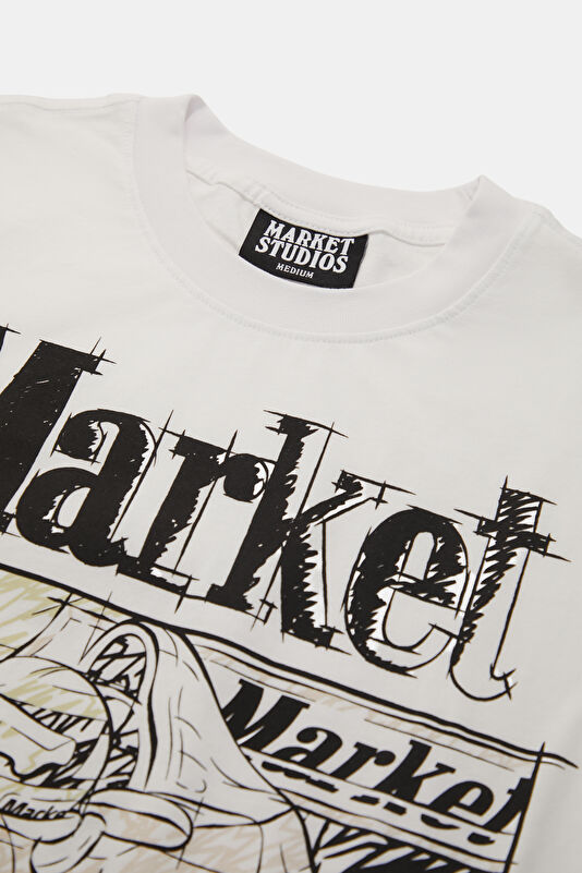 Relax Fit White Crew Neck Printed Men's T-Shirt 3