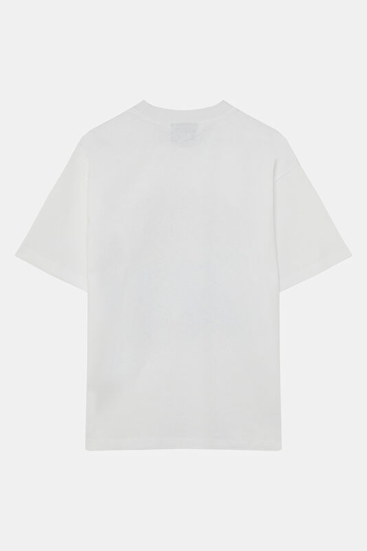 Relax Fit White Crew Neck Printed Men's T-Shirt 2