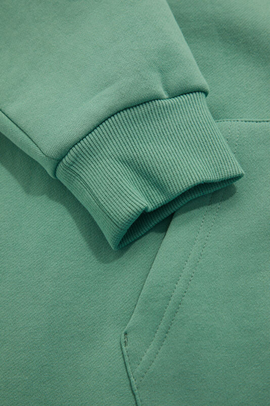 Yeşil Relax Kalıp Kapuşonlu Erkek Sweatshirt 4