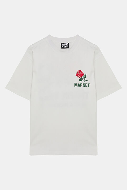Relax Fit White Crew Neck Printed Men's T-Shirt