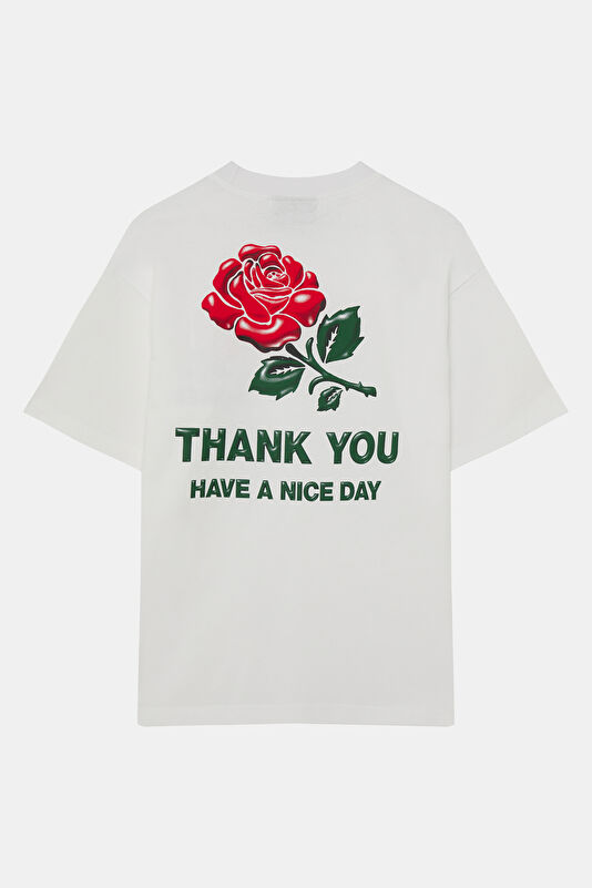 Relax Fit White Crew Neck Printed Men's T-Shirt 2