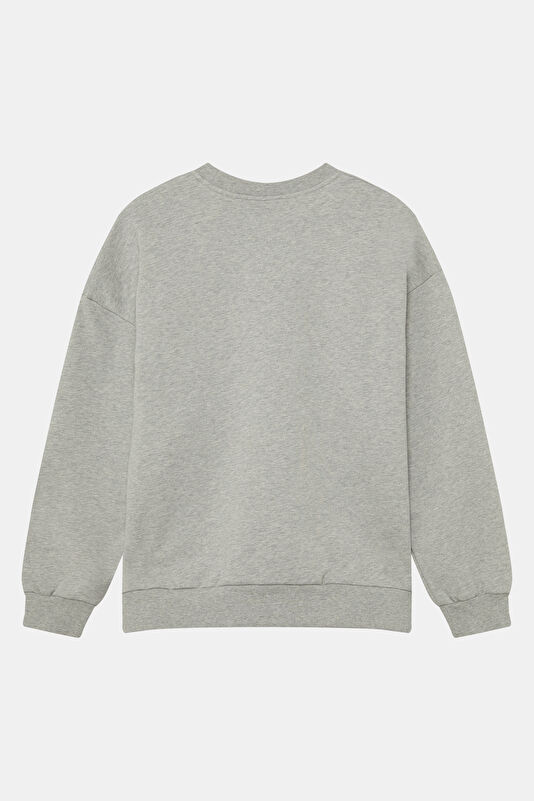 Gri Relax Kalıp Bisiklet Yaka Erkek Sweatshirt 2