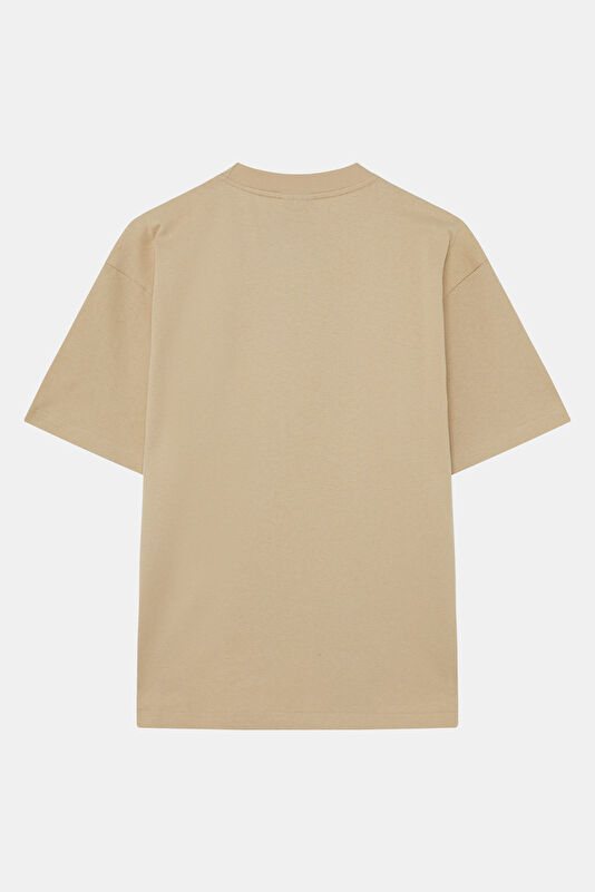 Relax Fit Cream Crew Neck Printed Men's T-Shirt 2