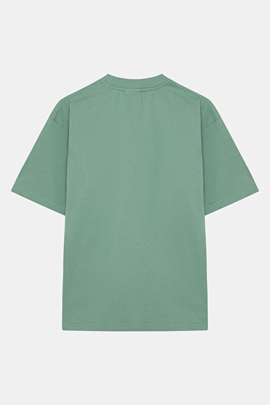Relax Fit Green Crew Neck Printed Men's T-Shirt 2
