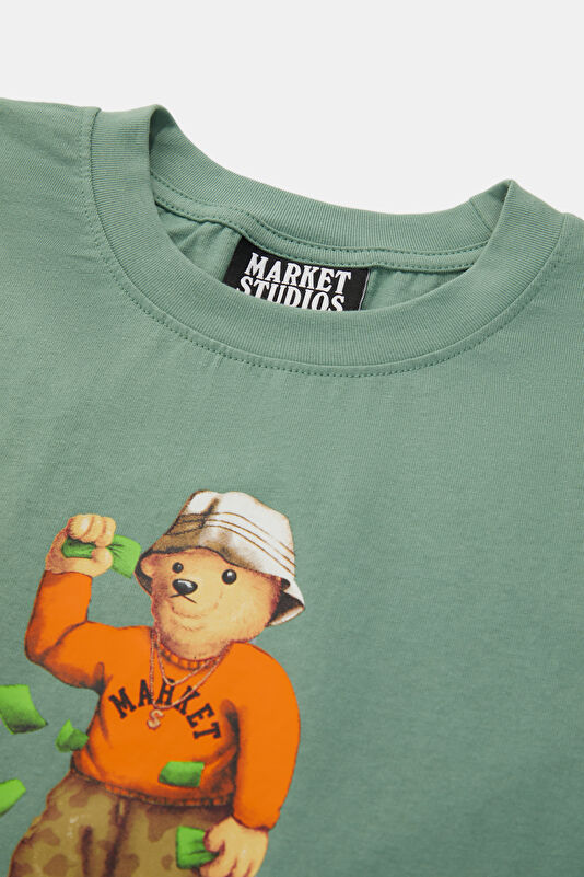 Relax Fit Green Crew Neck Printed Men's T-Shirt 3