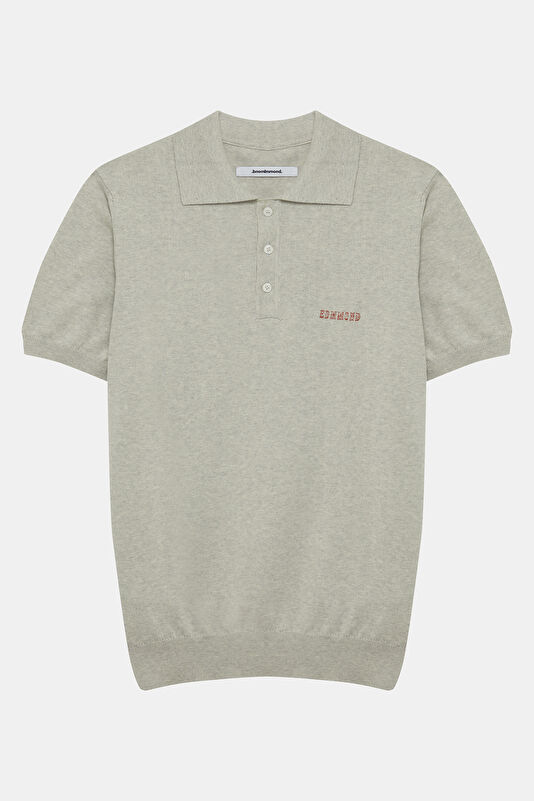 Gri Polo Yaka Nakışlı Erkek T-Shirt