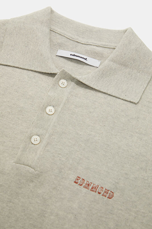 Gri Polo Yaka Nakışlı Erkek T-Shirt 3