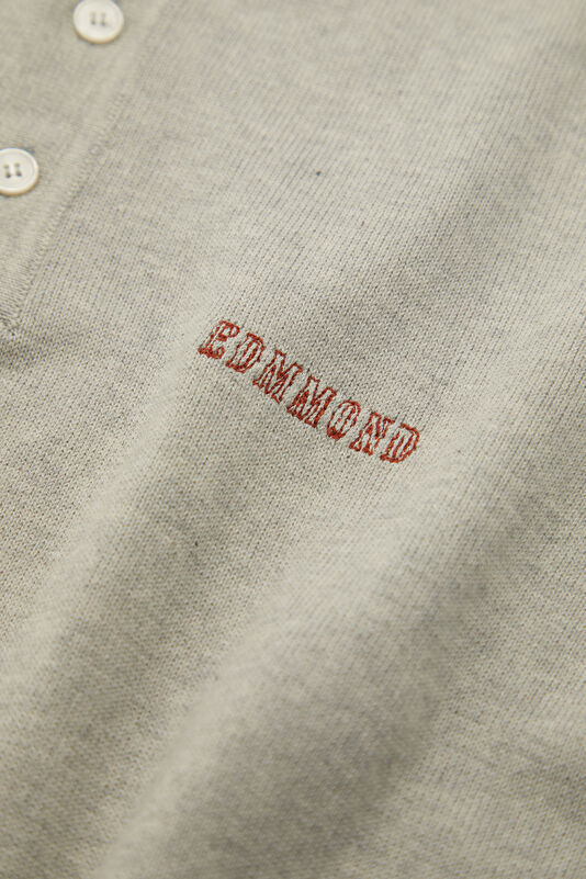 Gri Polo Yaka Nakışlı Erkek T-Shirt 4
