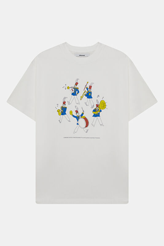 Relax Fit White Crew Neck Printed Men's T-Shirt