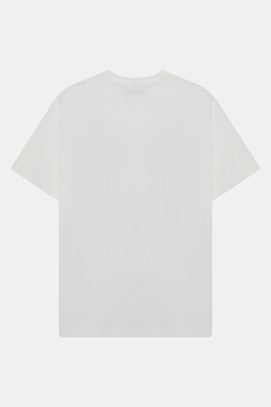 Relax Fit White Crew Neck Printed Men's T-Shirt 2
