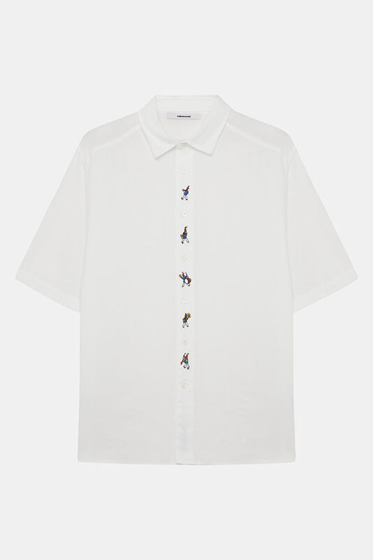 Relax Fit White Embroidered Men's Shirt 4