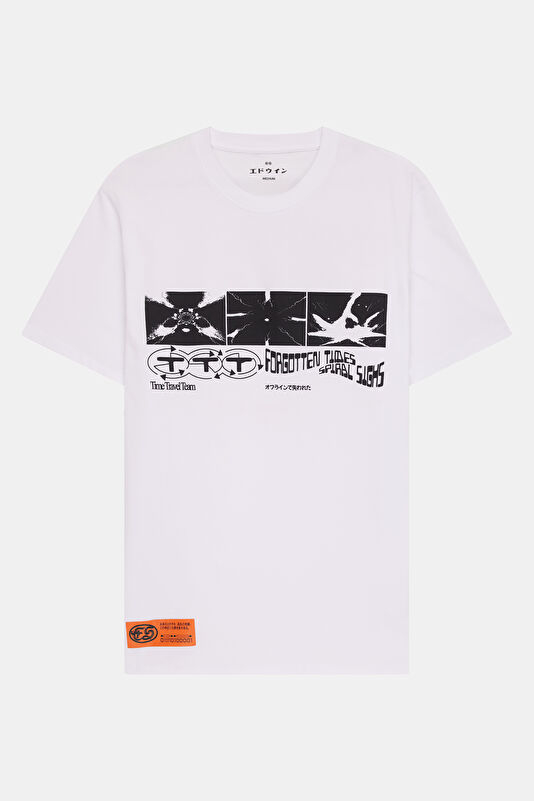 Relax Fit White Crew Neck Printed Men's T-Shirt