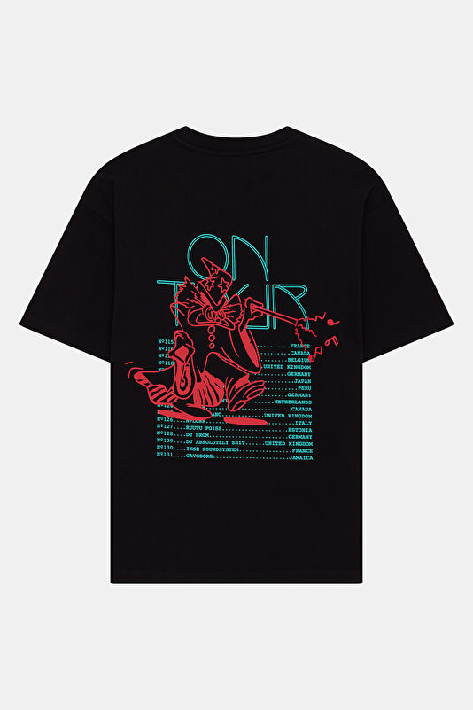 Relax Fit Black Crew Neck Printed Men's T-Shirt 2