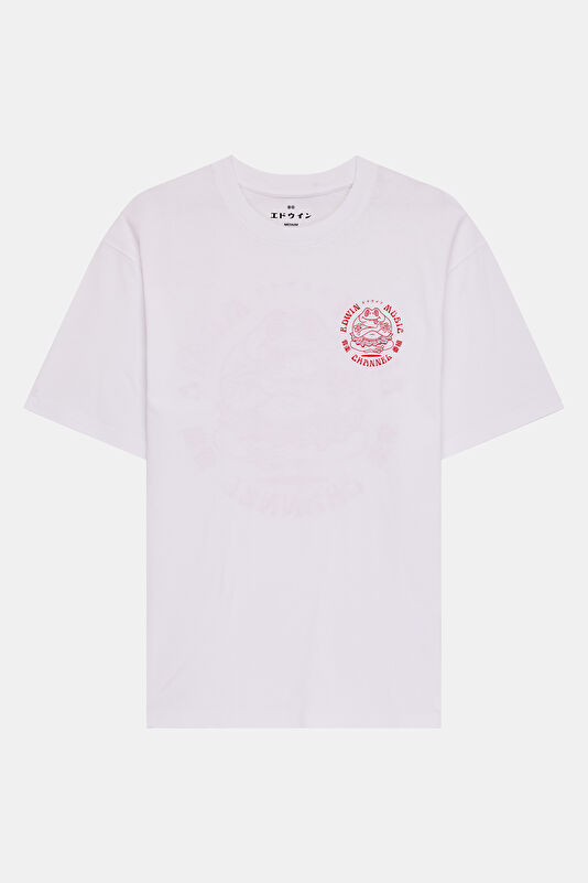 Relax Fit White Crew Neck Printed Men's T-Shirt