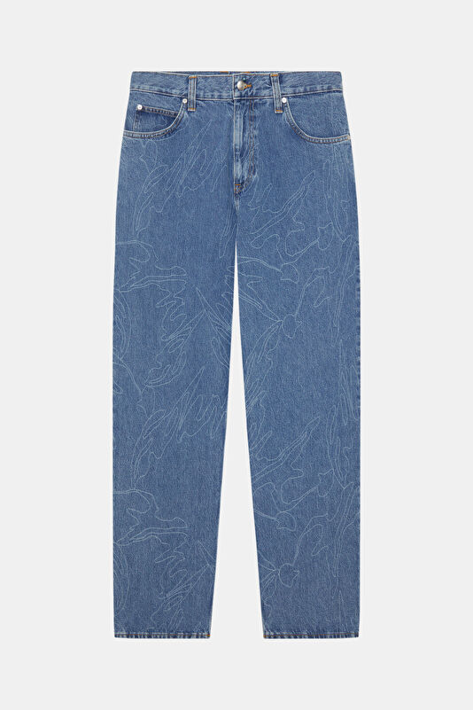 Relax Kalıp İndigo Wide Leg Kot Jean Erkek Pantolon