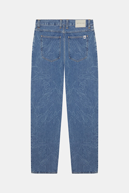 Relax Kalıp İndigo Wide Leg Kot Jean Erkek Pantolon 2