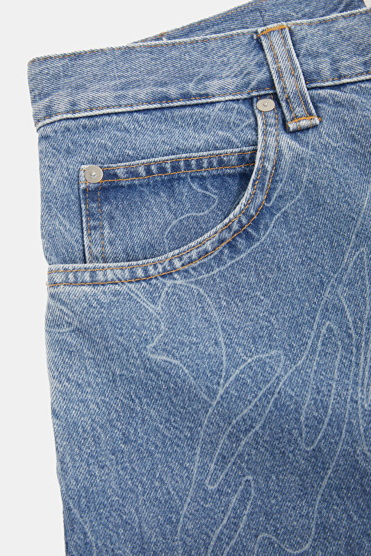 Relax Kalıp İndigo Wide Leg Kot Jean Erkek Pantolon 4