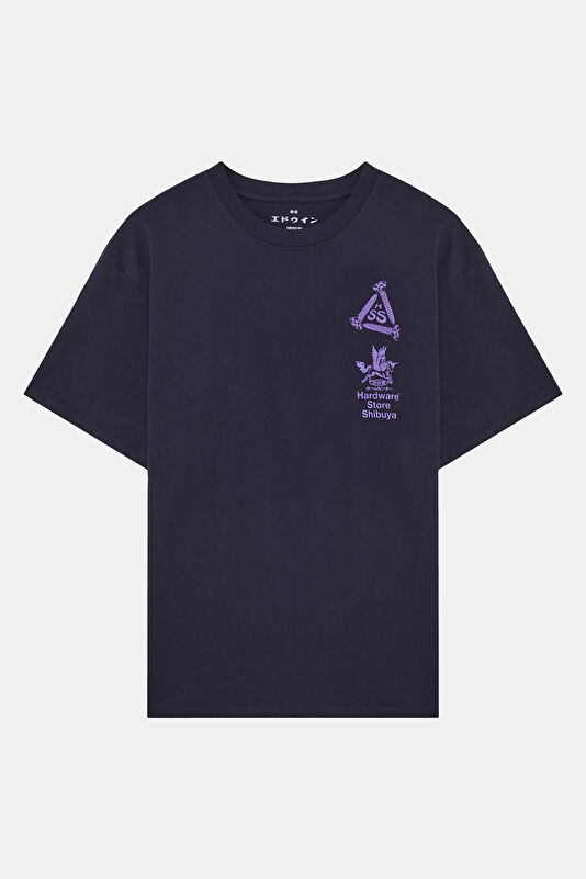 Relax Fit Navy Crew Neck Printed Men's T-Shirt