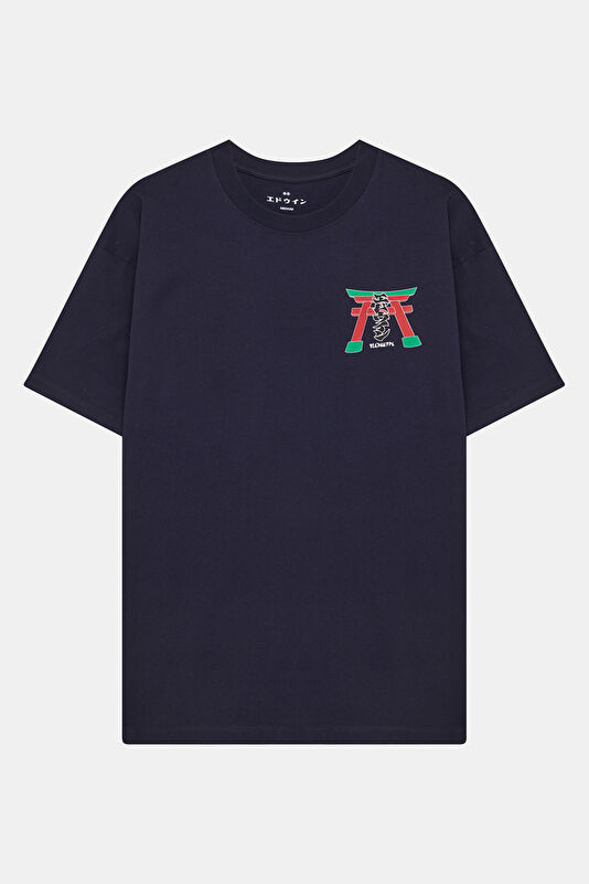 Relax Fit Navy Crew Neck Printed Men's T-Shirt
