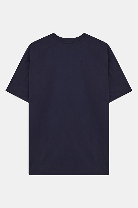 Relax Fit Navy Crew Neck Printed Men's T-Shirt 2