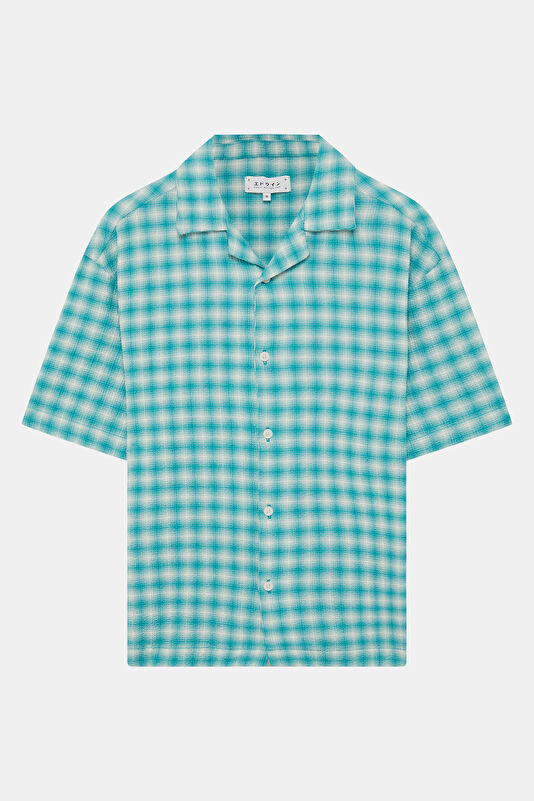 Relax Fit Light Blue Patterned Resort Collar Shirt