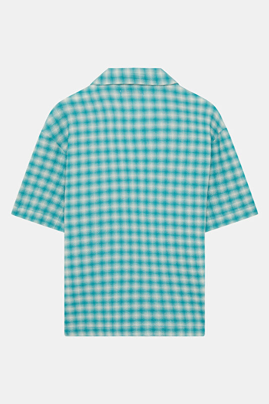 Relax Fit Light Blue Patterned Resort Collar Shirt 2