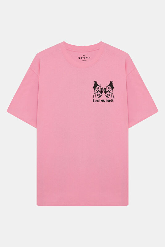 Relax Fit Pink Crew Neck Printed T-Shirt
