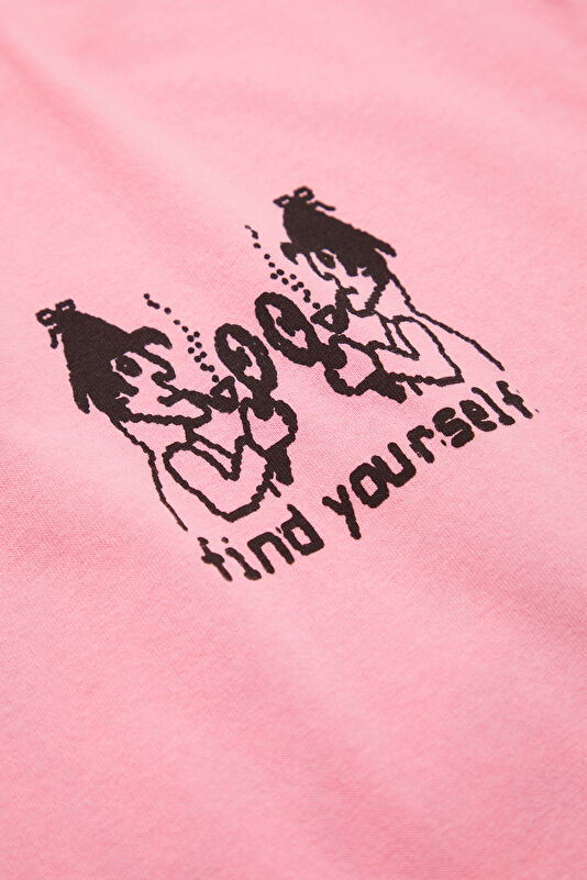 Relax Fit Pink Crew Neck Printed T-Shirt 4