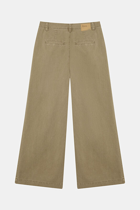 Haki Wide Leg Kadın Pantolon 2