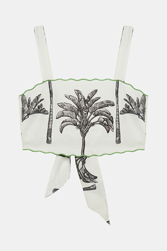 Off-White Patterned Sleeveless Women's Blouse