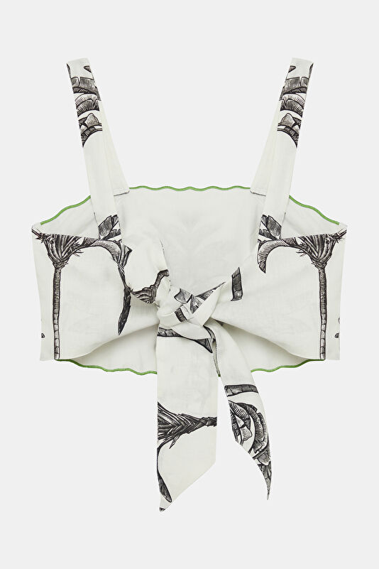 Off-White Patterned Sleeveless Women's Blouse 2