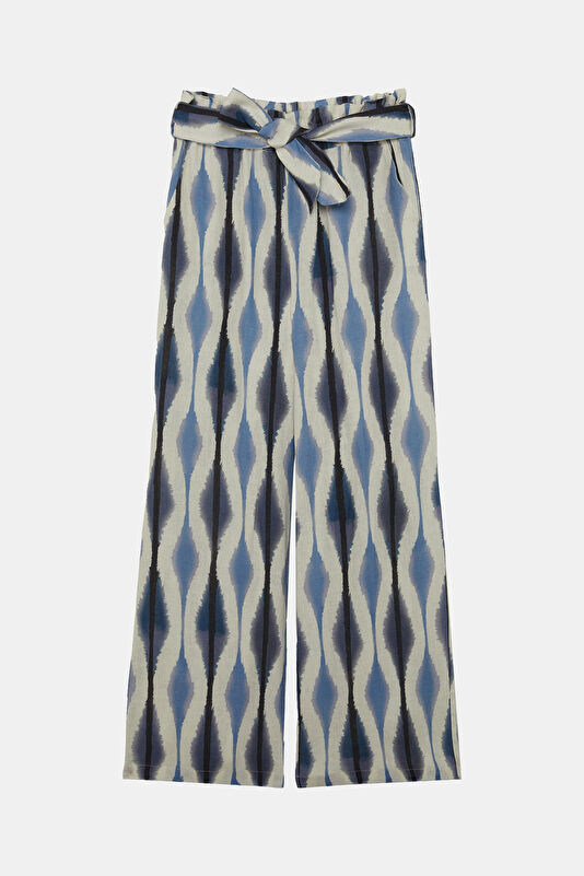 Beyaz Wide Leg Keten Kadın Pantolon 4