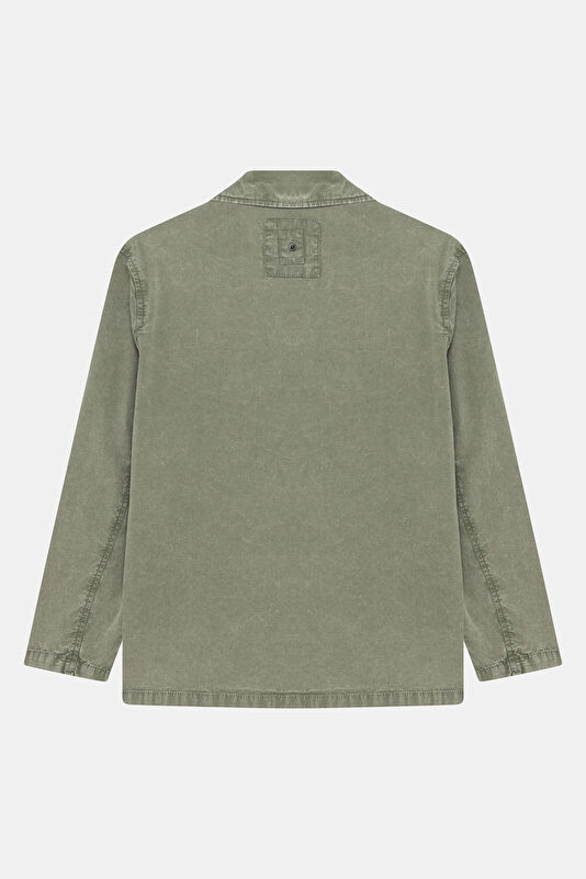 Green Buttoned Cotton/Linen Men's Jacket 2