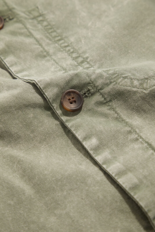 Green Buttoned Cotton/Linen Men's Jacket 4