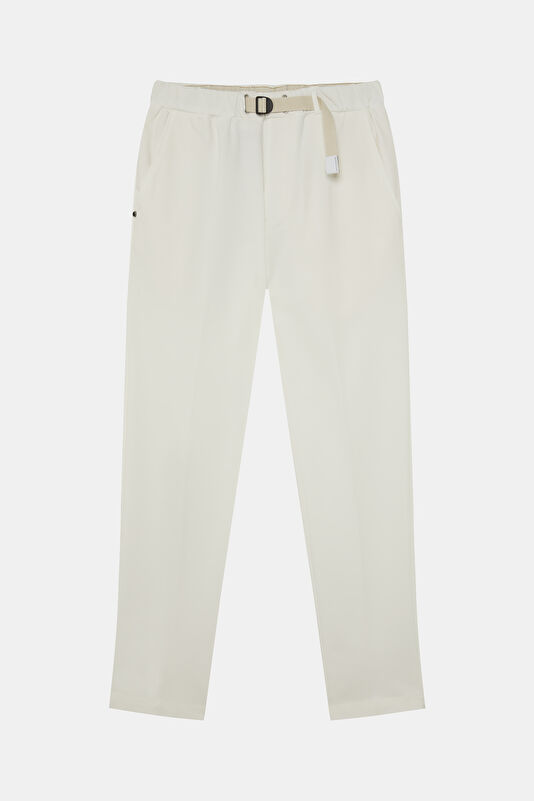 Ecru Straight Leg Cotton Elastane Trousers