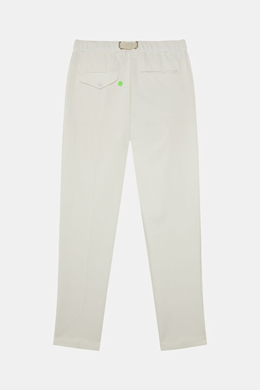 Ecru Straight Leg Cotton Elastane Trousers 2