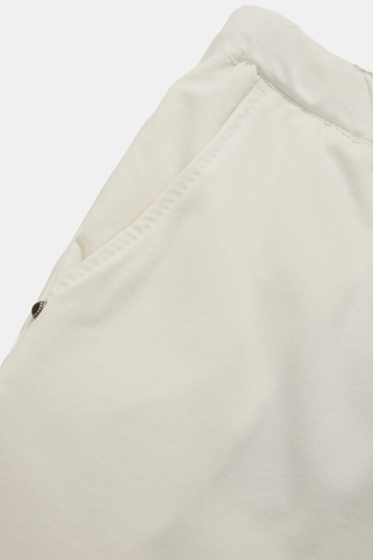 Ecru Straight Leg Cotton Elastane Trousers 4