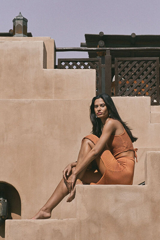Turuncu Rayon Kadın Etek 4