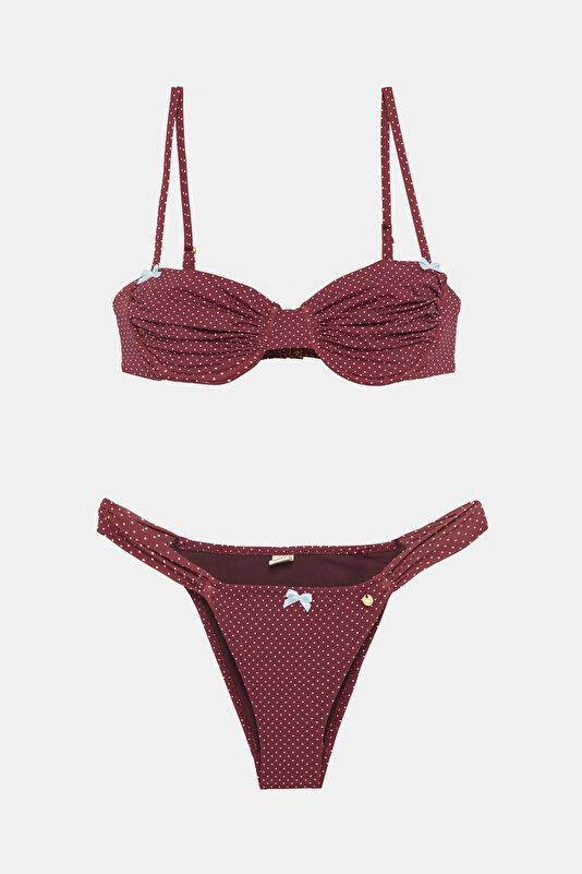 Mürdüm Puantiye Kadın Bikini